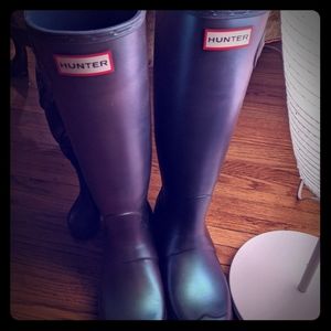 Hunter nebula blue iridescent rain boots brand new